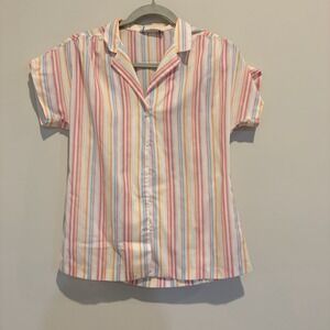 Carrie Beene Vintage 80s Striped Button Up Blouse 11/12